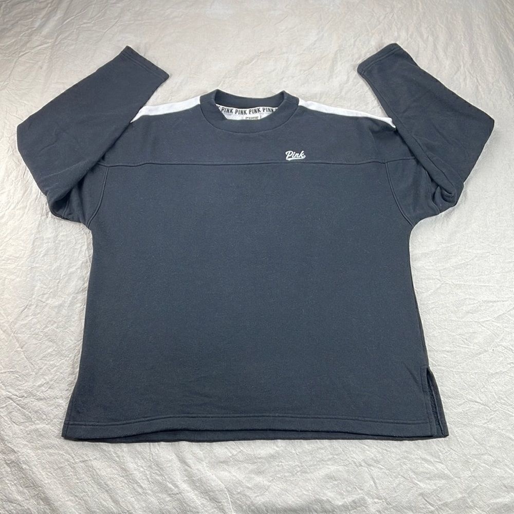 PINK‎ Victoria Secret Sweatshirt Womens Small S Black White Crewneck Pullover